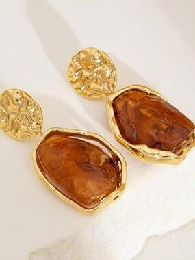 New Trendy Dangle Resin Earrings Gold Resin Hoop Boho Drop Elegant Jewelry